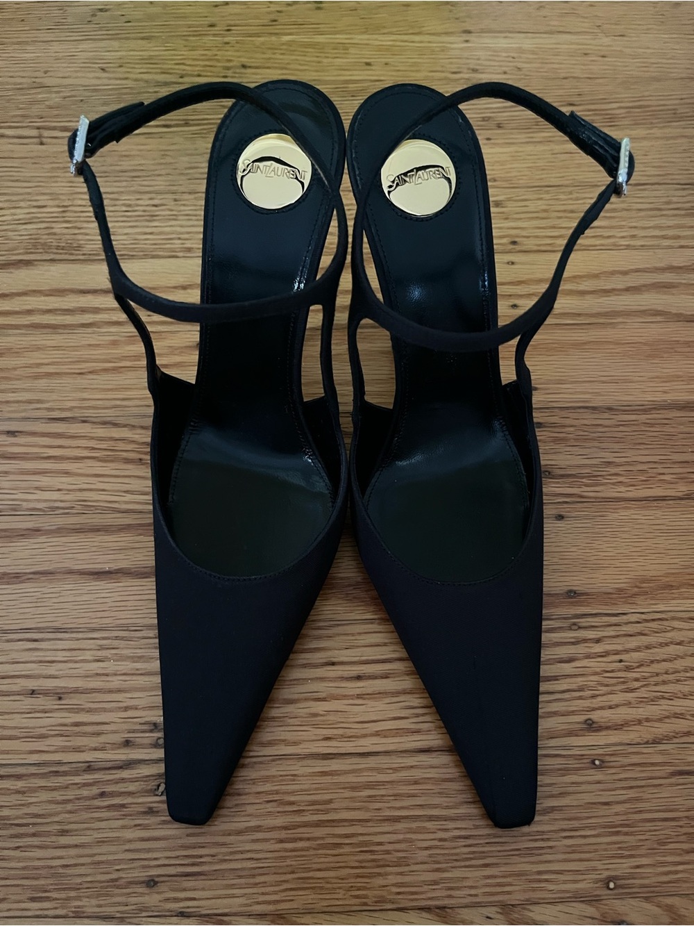Saint Laurent Doville Black Pointed Slingback Heels pump Size 39